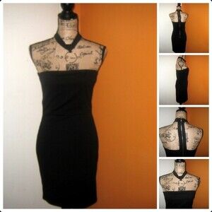 Blanc Large Black BodyCon Choker Mini Dress